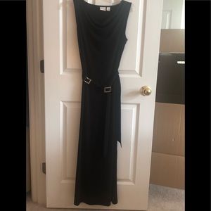 Chico’s long black dress with belt